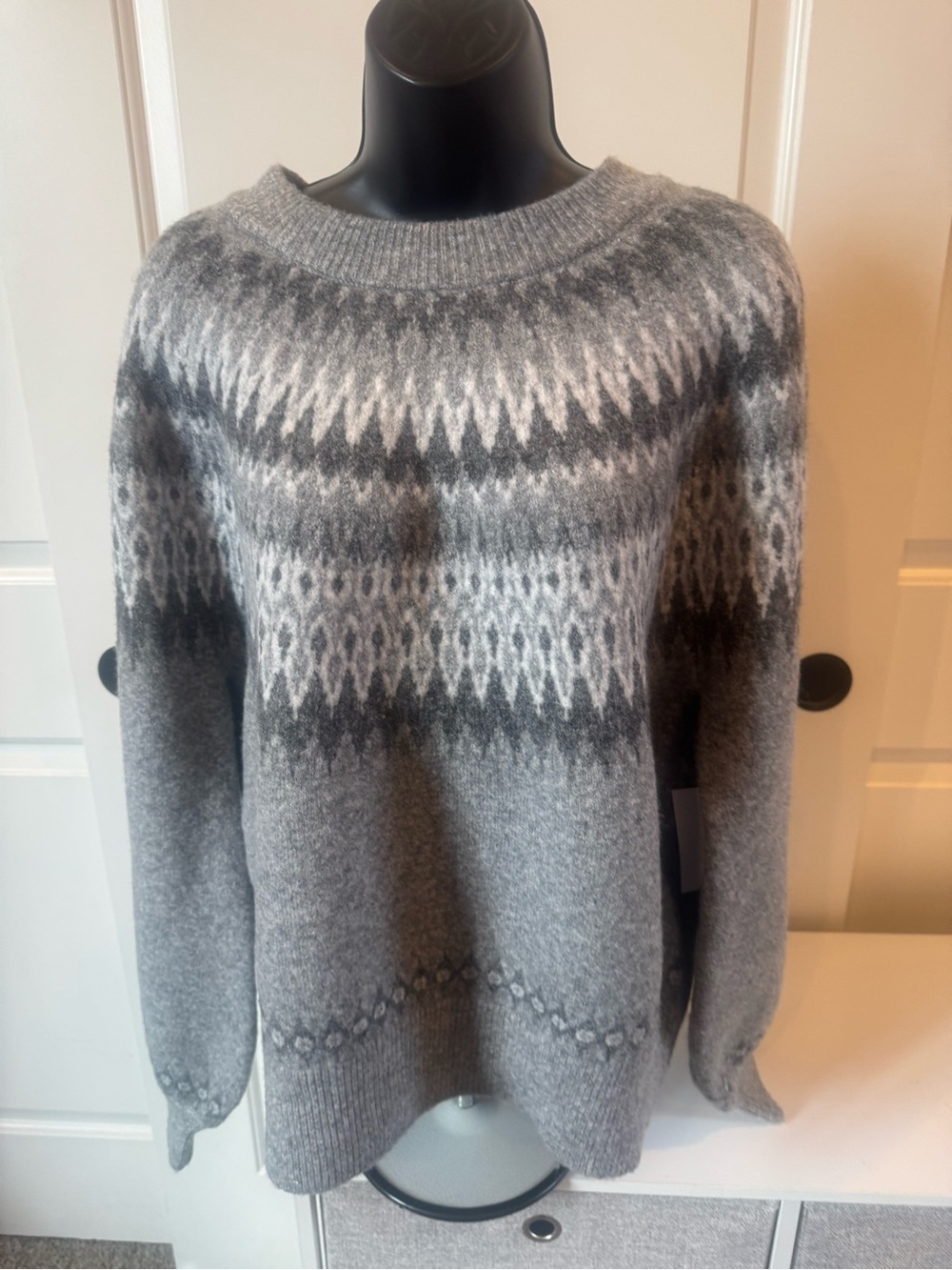 Rebecca Minkoff Gray & Dark Gray Nordic Crewneck Sweater